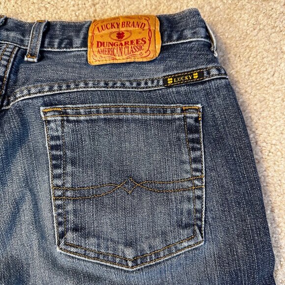 Lucky Brand Women's Sz 8/29 Dungaress Dark Wash Denim M.Rise Flare Western Rodeo - Picture 10 of 12